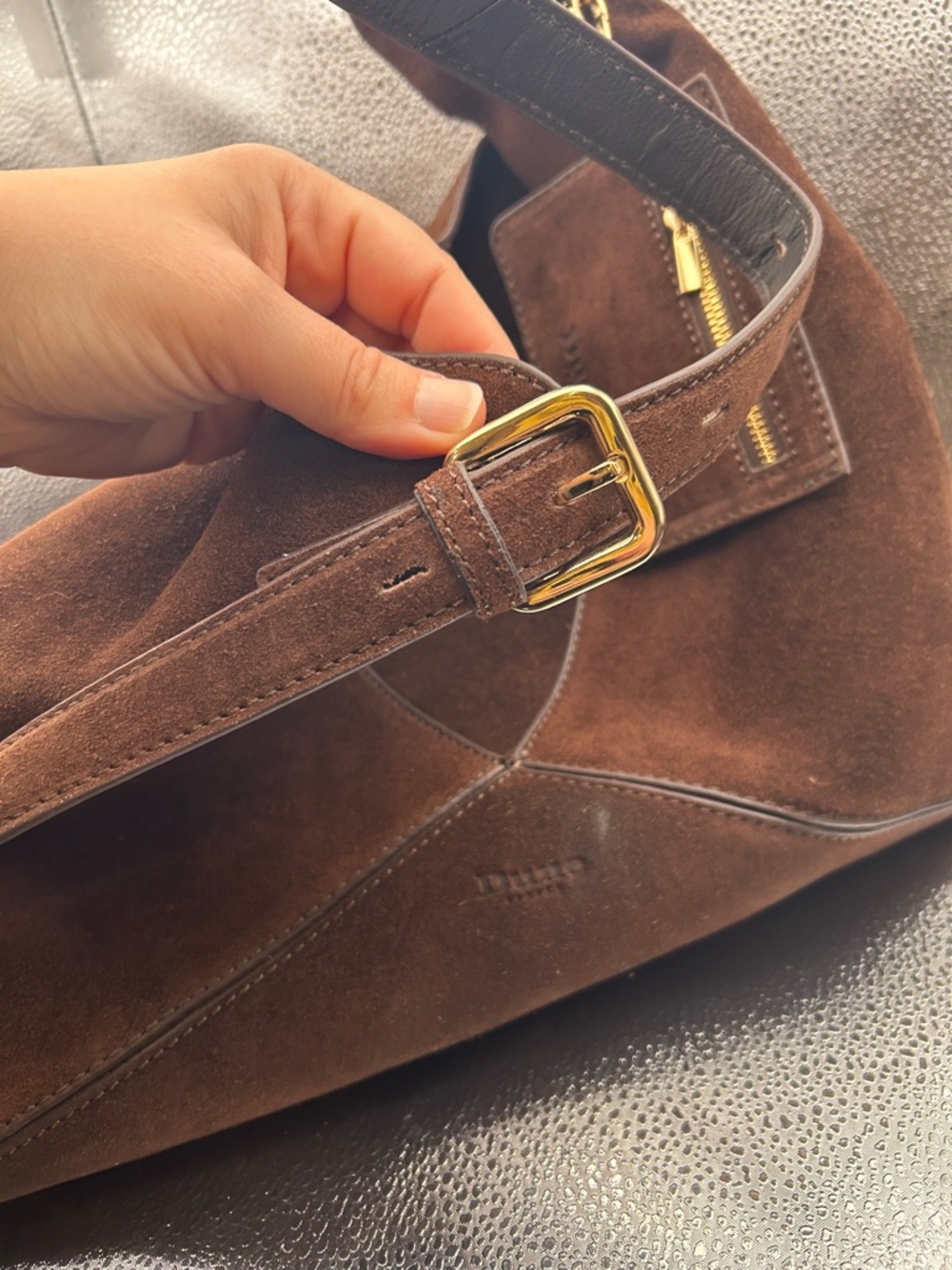 Dune London Dearest Suede Oversized Slouchy Hobo Shoulder Bag - Picture 7 of 17